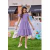 Arshiner Girls Summer Dresses Casual Flutter Sleeve A-Line Midi Dress with Pockets for 6-14 Years(Lilac)