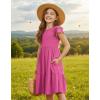 Arshiner Girls Summer Dresses Casual Flutter Sleeve A-Line Midi Dress with Pockets for 6-14 Years(Peach Pink)