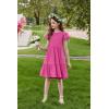 Arshiner Girls Summer Dresses Casual Flutter Sleeve A-Line Midi Dress with Pockets for 6-14 Years(Peach Pink)