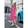 Arshiner Girls Summer Dresses Casual Flutter Sleeve A-Line Midi Dress with Pockets for 6-14 Years(Peach Pink)