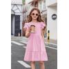 Arshiner Girls Summer Dresses Casual Flutter Sleeve A-Line Midi Dress with Pockets for 6-14 Years(Pink)