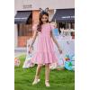 Arshiner Girls Summer Dresses Casual Flutter Sleeve A-Line Midi Dress with Pockets for 6-14 Years(Pink)