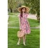 Arshiner Girls Summer Dresses Casual Flutter Sleeve A-Line Midi Dress with Pockets for 6-14 Years(Pink With Flower)