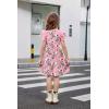 Arshiner Girls Summer Dresses Casual Flutter Sleeve A-Line Midi Dress with Pockets for 6-14 Years(Pink With Flower)