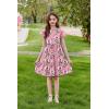 Arshiner Girls Summer Dresses Casual Flutter Sleeve A-Line Midi Dress with Pockets for 6-14 Years(Pink With Flower)