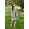 Arshiner Girls Summer Dresses Casual Flutter Sleeve A-Line Midi Dress with Pockets for 6-14 Years(Sage)