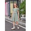 Arshiner Girls Summer Dresses Casual Flutter Sleeve A-Line Midi Dress with Pockets for 6-14 Years(Sage)