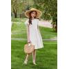 Arshiner Girls Summer Dresses Casual Flutter Sleeve A-Line Midi Dress with Pockets for 6-14 Years(White)