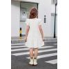 Arshiner Girls Summer Dresses Casual Flutter Sleeve A-Line Midi Dress with Pockets for 6-14 Years(White)