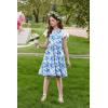 Arshiner Girls Summer Dresses Casual Flutter Sleeve A-Line Midi Dress with Pockets for 6-14 Years(White With Flower)
