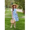 Arshiner Girls Summer Dresses Casual Flutter Sleeve A-Line Midi Dress with Pockets for 6-14 Years(White With Flower)