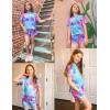 Arshiner Girls Summer Outfits 2 Piece Set Drop Shoulder Hooded Top and Elastic Waist Shorts Loose Fit 6-14 Years(Blue&purple)