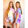 Arshiner Girls Summer Outfits 2 Piece Set Drop Shoulder Hooded Top and Elastic Waist Shorts Loose Fit 6-14 Years(Blue&purple)