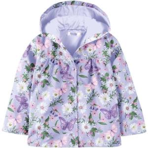 Arshiner Girl Baby Kid Waterproof Hooded Coat Jacket Outwear Raincoat Hoodies(Purple Flower)