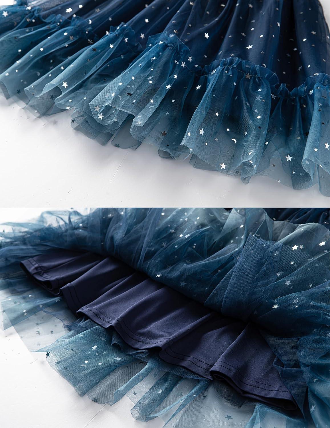 image:imageArshiner Toddler Girls Tulle Dress Rainbow Tutu Birthday Princess Dresses Formal Photoshoot Outfit Summer Clothes 28TNavy Sequin Tulle