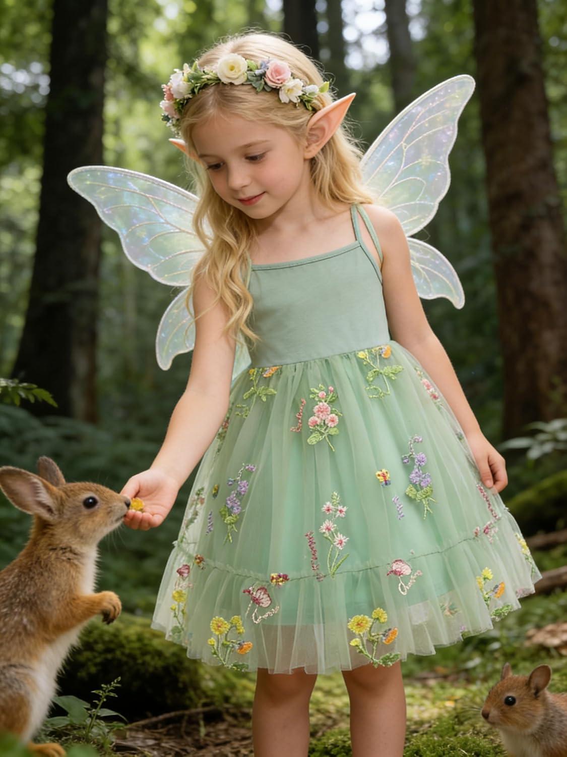 image:imageArshiner Toddler Girls Tulle Dress Rainbow Tutu Birthday Princess Dresses Formal Photoshoot Outfit Summer Clothes 28TSage Green Flower Tulle