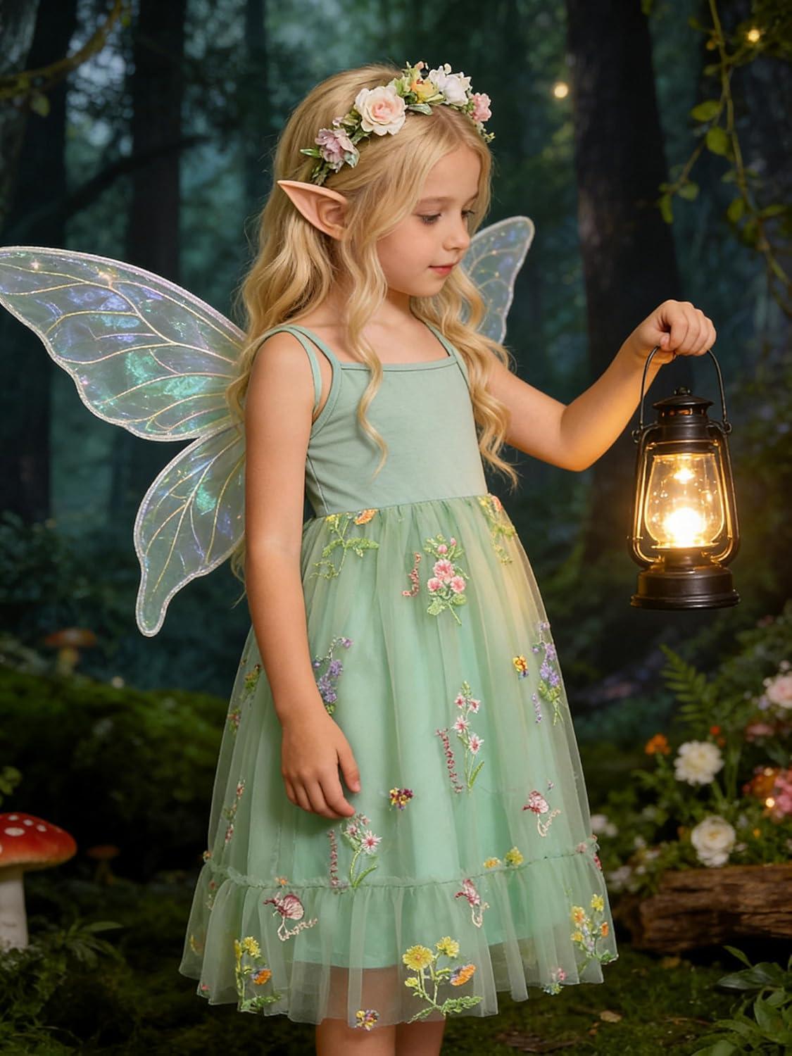image:imageArshiner Toddler Girls Tulle Dress Rainbow Tutu Birthday Princess Dresses Formal Photoshoot Outfit Summer Clothes 28TSage Green Flower Tulle
