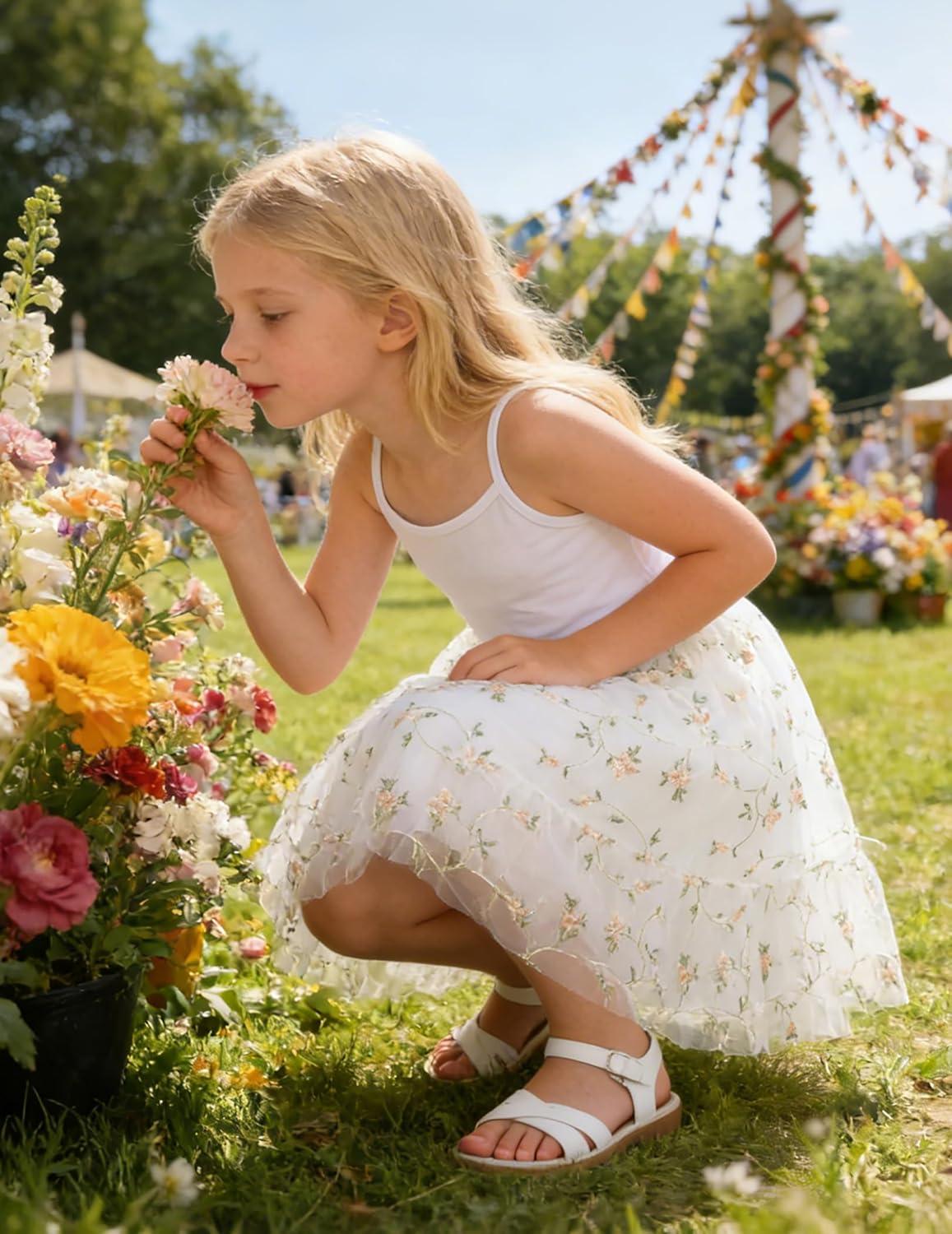 image:imageArshiner Toddler Girls Tulle Dress Rainbow Tutu Birthday Princess Dresses Formal Photoshoot Outfit Summer Clothes 28TWhite Vine Tulle