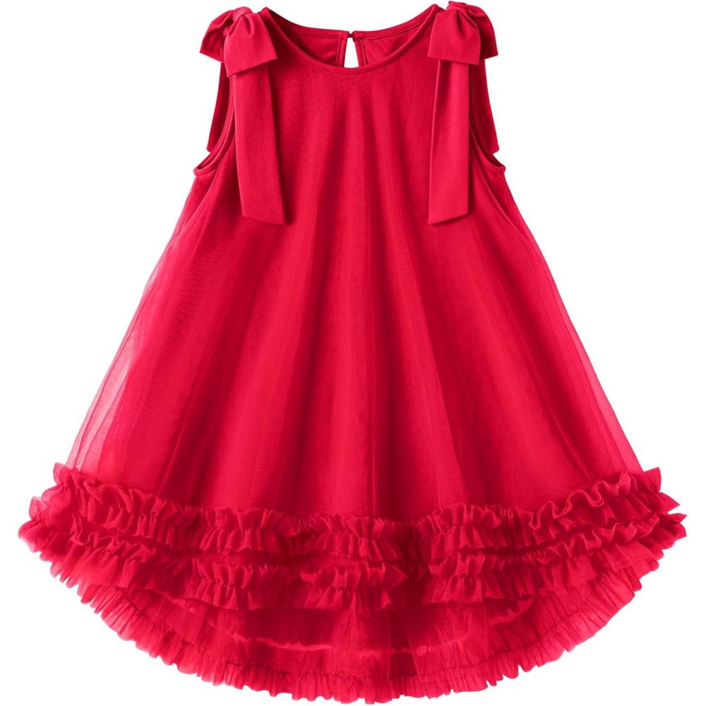 image:imageArshiner Toddler Girl Tulle Dress Baby Girl Tutu Birthday Party Princess Dresses Tiered High Low Summer Sundress for 28YRed