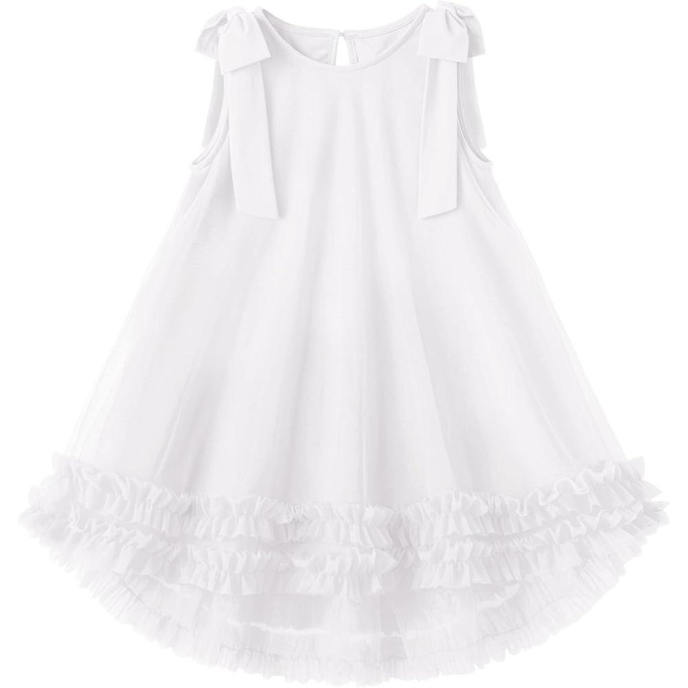 image:imageArshiner Toddler Girl Tulle Dress Baby Girl Tutu Birthday Party Princess Dresses Tiered High Low Summer Sundress for 28YWhite
