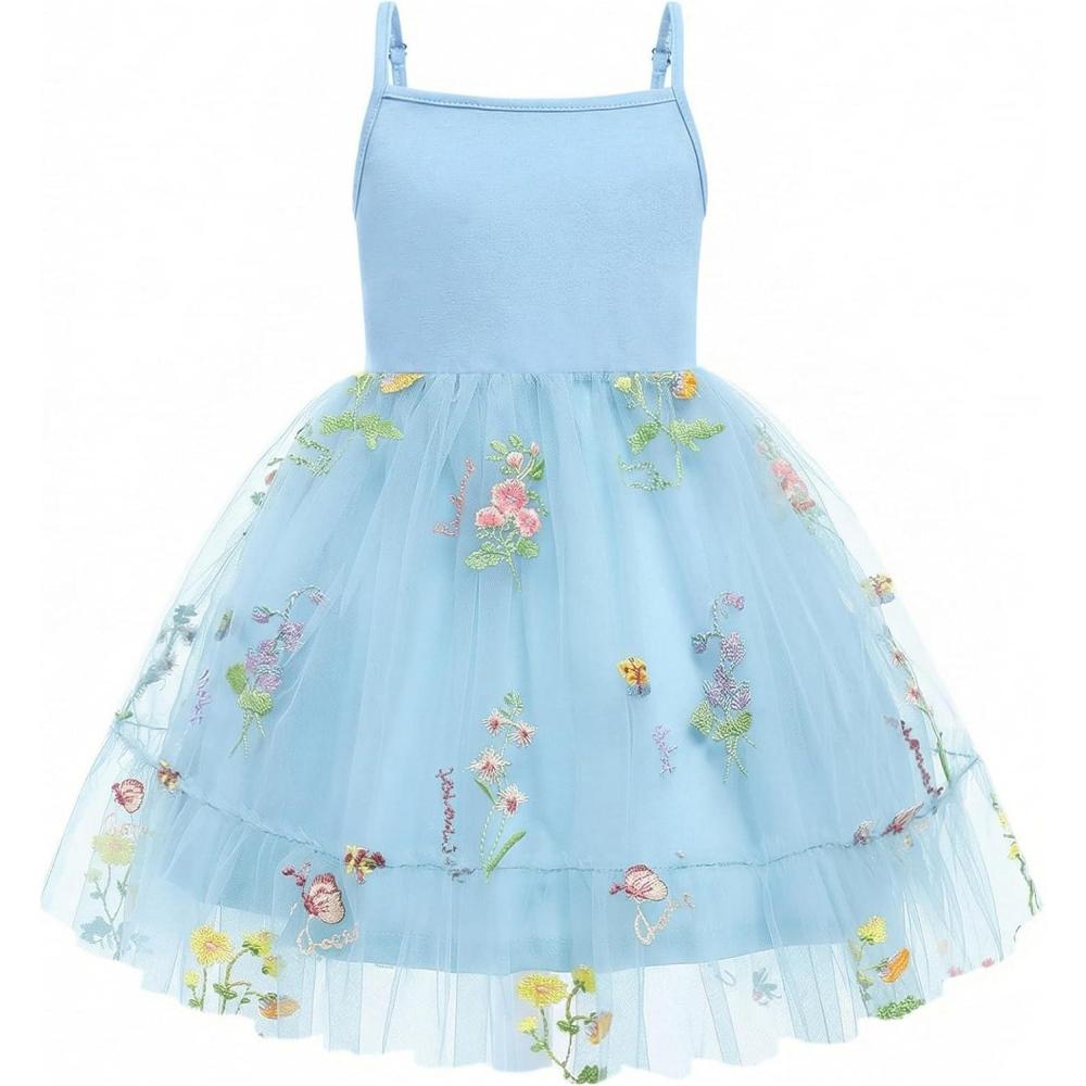 image:imageArshiner Toddler Girls Tulle Dress Rainbow Tutu Birthday Princess Dresses Formal Photoshoot Outfit Summer Clothes 28TBlue  Flower Tulle