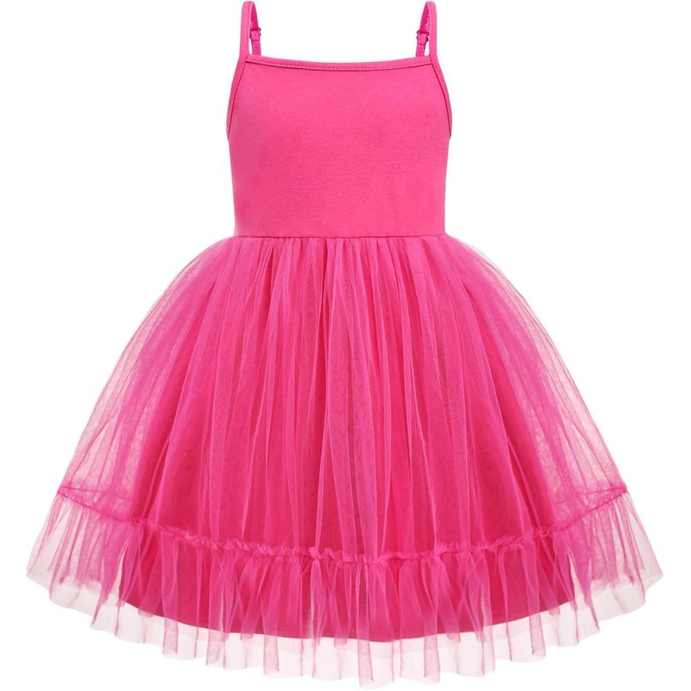 image:imageArshiner Toddler Girls Tulle Dress Rainbow Tutu Birthday Princess Dresses Formal Photoshoot Outfit Summer Clothes 28TDeep Pink