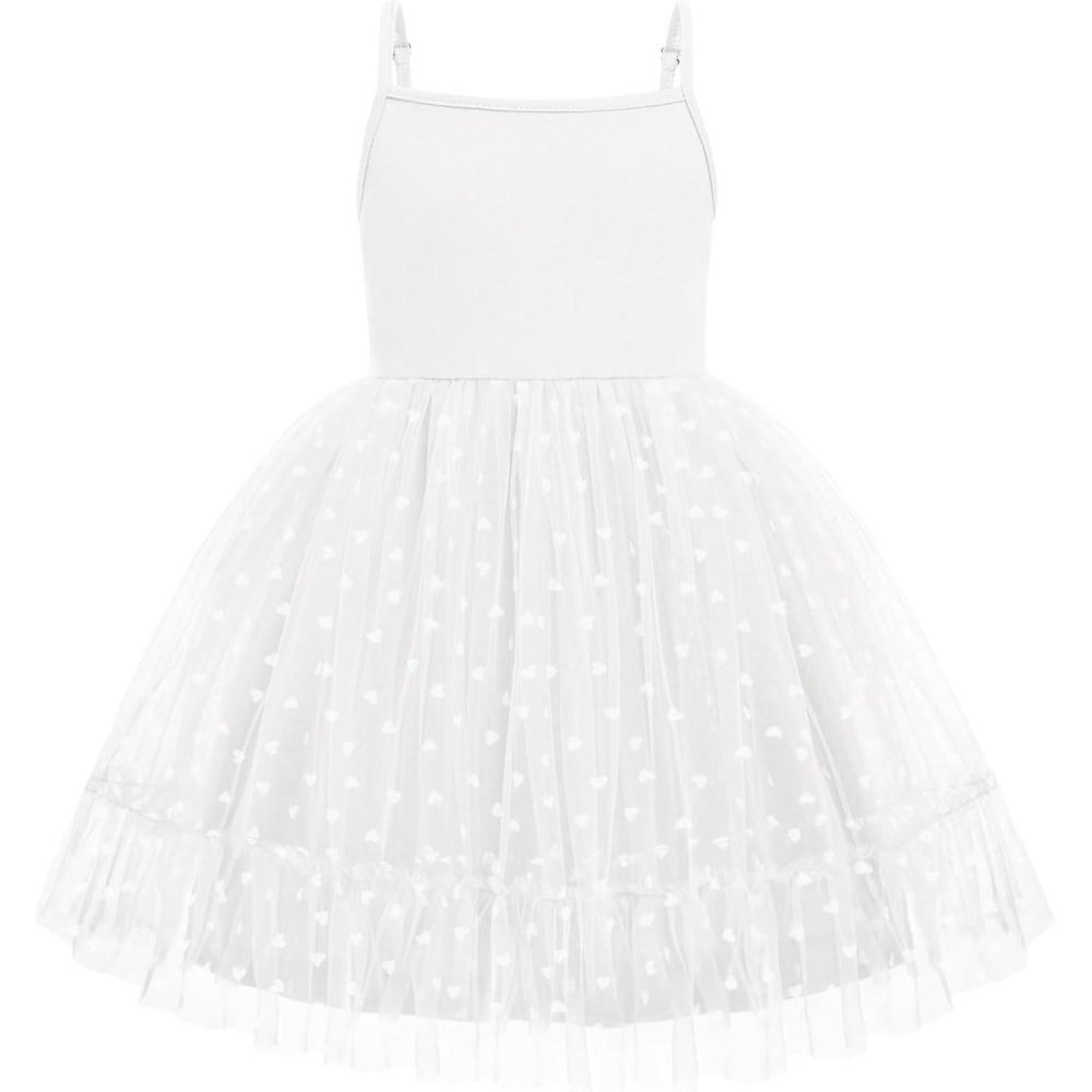 image:imageArshiner Toddler Girls Tulle Dress Rainbow Tutu Birthday Princess Dresses Formal Photoshoot Outfit Summer Clothes 28TWhite Heart Tulle