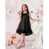 Arshiner Toddler Girl Tulle Dress Baby Girl Tutu Birthday Party Princess Dresses Tiered High Low Summer Sundress for 2-8Y(Black)