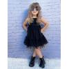 Arshiner Toddler Girls Tulle Dress Rainbow Tutu Birthday Princess Dresses Formal Photoshoot Outfit Summer Clothes 2-8T(Black – Dot Tulle)