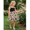 Arshiner Toddler Girls Tulle Dress Rainbow Tutu Birthday Princess Dresses Formal Photoshoot Outfit Summer Clothes 2-8T(Black – Flower Tulle)