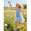 Arshiner Toddler Girls Tulle Dress Rainbow Tutu Birthday Princess Dresses Formal Photoshoot Outfit Summer Clothes 2-8T(Blue – Flower Tulle)