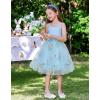 Arshiner Toddler Girls Tulle Dress Rainbow Tutu Birthday Princess Dresses Formal Photoshoot Outfit Summer Clothes 2-8T(Blue – Flower Tulle)