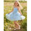 Arshiner Toddler Girls Tulle Dress Rainbow Tutu Birthday Princess Dresses Formal Photoshoot Outfit Summer Clothes 2-8T(Blue – Flower Tulle)