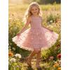 Arshiner Toddler Girls Tulle Dress Rainbow Tutu Birthday Princess Dresses Formal Photoshoot Outfit Summer Clothes 2-8T(Dusty Rose – Flower Tulle)