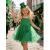 Arshiner Toddler Girls Tulle Dress Rainbow Tutu Birthday Princess Dresses Formal Photoshoot Outfit Summer Clothes 2-8T(Green)
