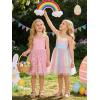 Arshiner Toddler Girls Tulle Dress Rainbow Tutu Birthday Princess Dresses Formal Photoshoot Outfit Summer Clothes 2-8T(Pink – Confetti Tulle)