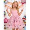 Arshiner Toddler Girls Tulle Dress Rainbow Tutu Birthday Princess Dresses Formal Photoshoot Outfit Summer Clothes 2-8T(Pink – Confetti Tulle)
