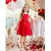 Arshiner Toddler Girls Tulle Dress Rainbow Tutu Birthday Princess Dresses Formal Photoshoot Outfit Summer Clothes 2-8T(Red)
