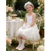 Arshiner Toddler Girls Tulle Dress Rainbow Tutu Birthday Princess Dresses Formal Photoshoot Outfit Summer Clothes 2-8T(White – Vine Tulle)