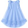 Arshiner Toddler Girl Tulle Dress Baby Girl Tutu Birthday Party Princess Dresses Tiered High Low Summer Sundress for 2-8Y(Clear Blue)