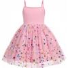 Arshiner Toddler Girls Tulle Dress Rainbow Tutu Birthday Princess Dresses Formal Photoshoot Outfit Summer Clothes 2-8T(Pink – Confetti Tulle)