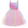 Arshiner Toddler Girls Tulle Dress Rainbow Tutu Birthday Princess Dresses Formal Photoshoot Outfit Summer Clothes 2-8T(Rainbow)
