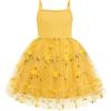Arshiner Toddler Girls Tulle Dress Rainbow Tutu Birthday Princess Dresses Formal Photoshoot Outfit Summer Clothes 2-8T(Yellow – Flower Tulle)