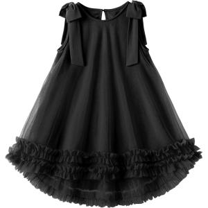 Arshiner Toddler Girl Tulle Dress Baby Girl Tutu Birthday Party Princess Dresses Tiered High Low Summer Sundress for 2-8Y(Black)