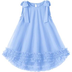 Arshiner Toddler Girl Tulle Dress Baby Girl Tutu Birthday Party Princess Dresses Tiered High Low Summer Sundress for 2-8Y(Clear Blue)