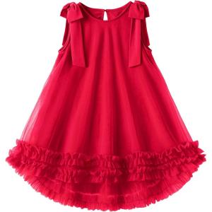 Arshiner Toddler Girl Tulle Dress Baby Girl Tutu Birthday Party Princess Dresses Tiered High Low Summer Sundress for 2-8Y(Red)
