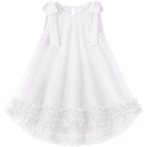 Arshiner Toddler Girl Tulle Dress Baby Girl Tutu Birthday Party Princess Dresses Tiered High Low Summer Sundress for 2-8Y(White)