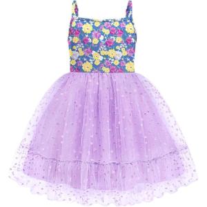 Arshiner Toddler Girls Tulle Dress Rainbow Tutu Birthday Princess Dresses Formal Photoshoot Outfit Summer Clothes 2-8T(Purple – Heart Tulle)