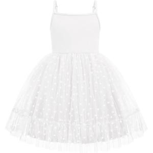 Arshiner Toddler Girls Tulle Dress Rainbow Tutu Birthday Princess Dresses Formal Photoshoot Outfit Summer Clothes 2-8T(White – Heart Tulle)