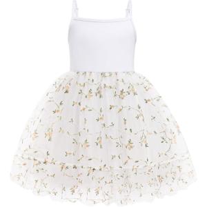 Arshiner Toddler Girls Tulle Dress Rainbow Tutu Birthday Princess Dresses Formal Photoshoot Outfit Summer Clothes 2-8T(White – Vine Tulle)